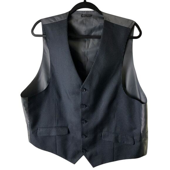 Steve Harvey Celebrity Edition Men Large Black Gray Houndstooth Vest Formal Wear - Picture 1 of 10